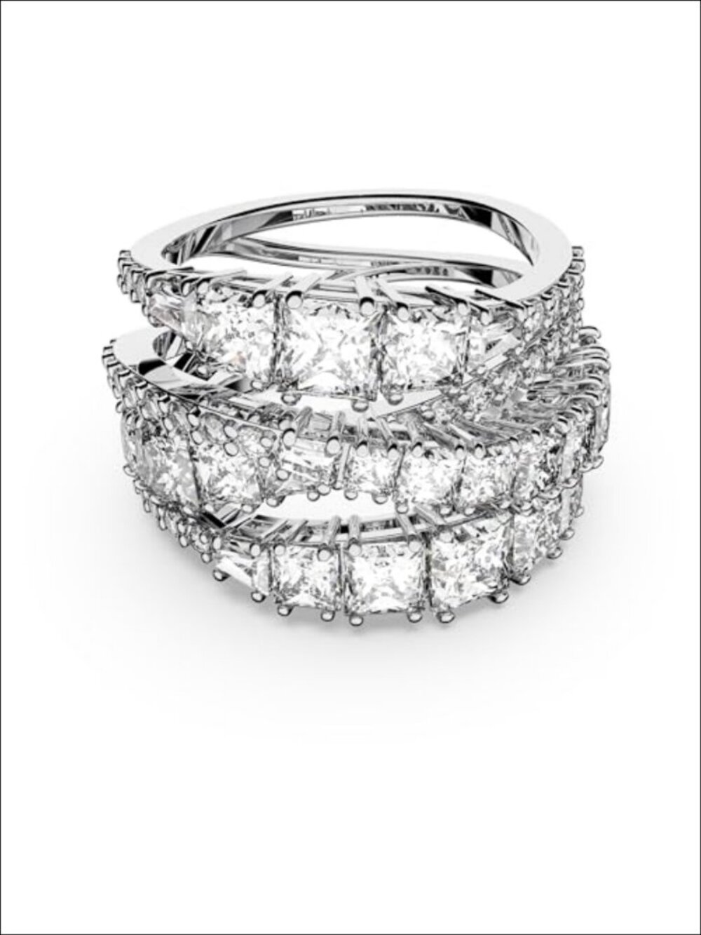 Swarovski Crystal Statement Ring Rhodium Plated Size 6